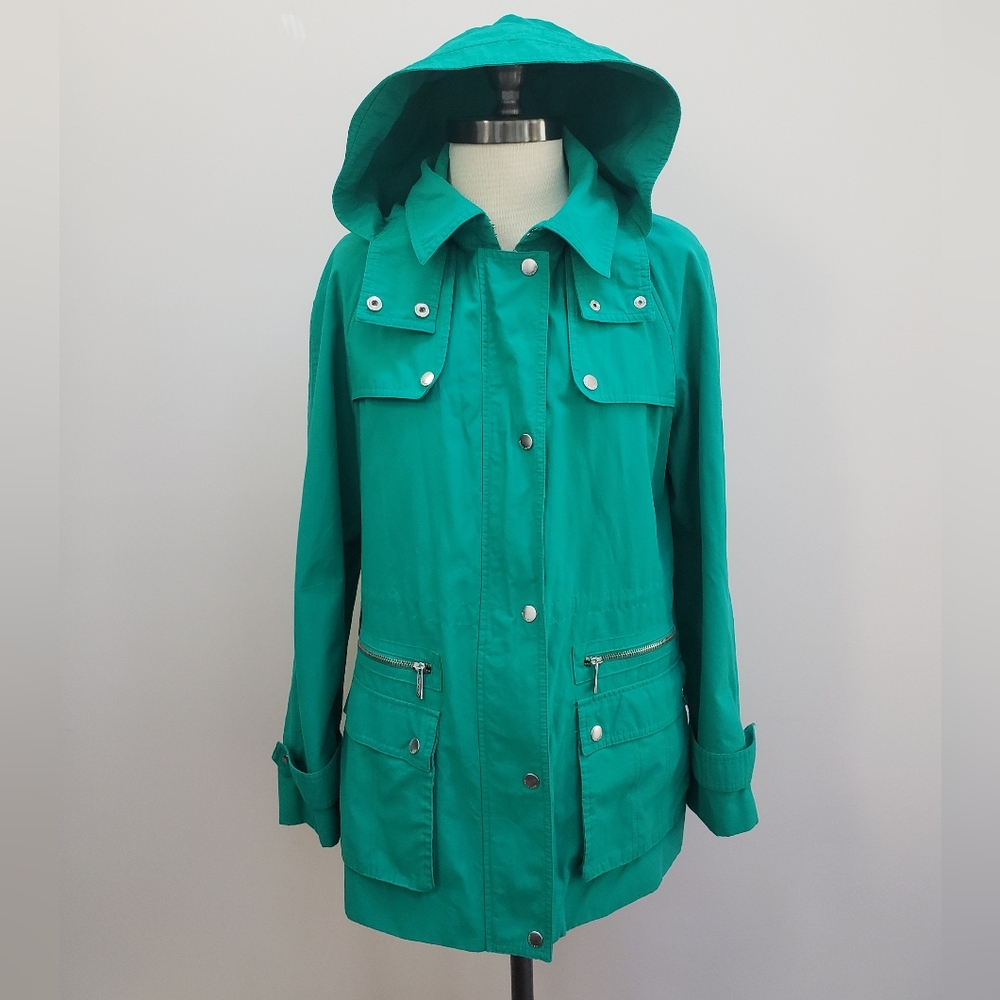 Calvin Klein Teal Lightweight Jacket With Removable Hood, Size Medium